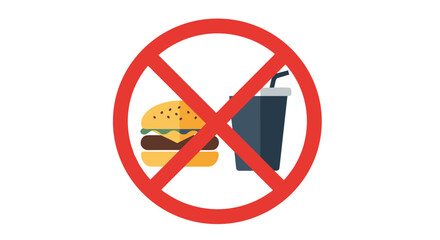 Fototapeta premium No fast food sign with burger and soda in flat design