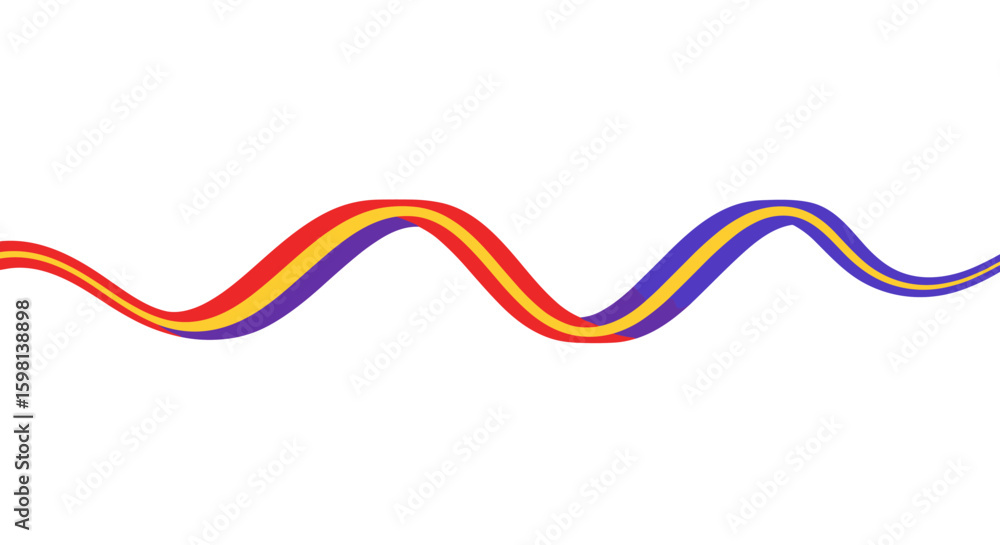 Poster colorful wavy line with gradient in minimalist style on white backgrou