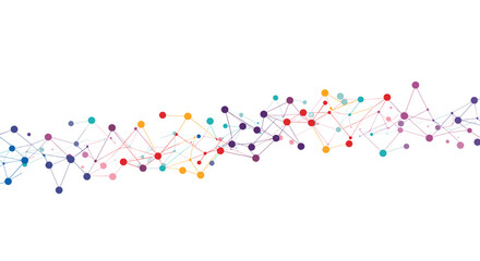 Colorful geometric network on white background