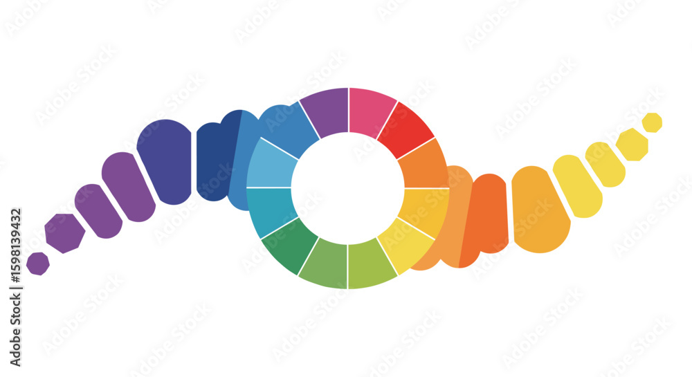 Poster colorful circular gradient with abstract wave design in vibrant spectr