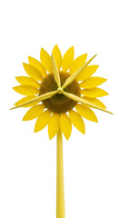 Illustration of a Sunflower Shaped Turbine Against Black Background