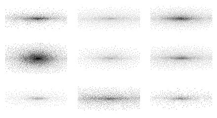 Abstract particle wave patterns set featuring dynamic dot grids in mon