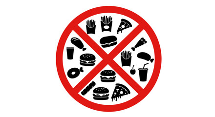 No fast food concept with crossed symbol featuring popular unhealthy s