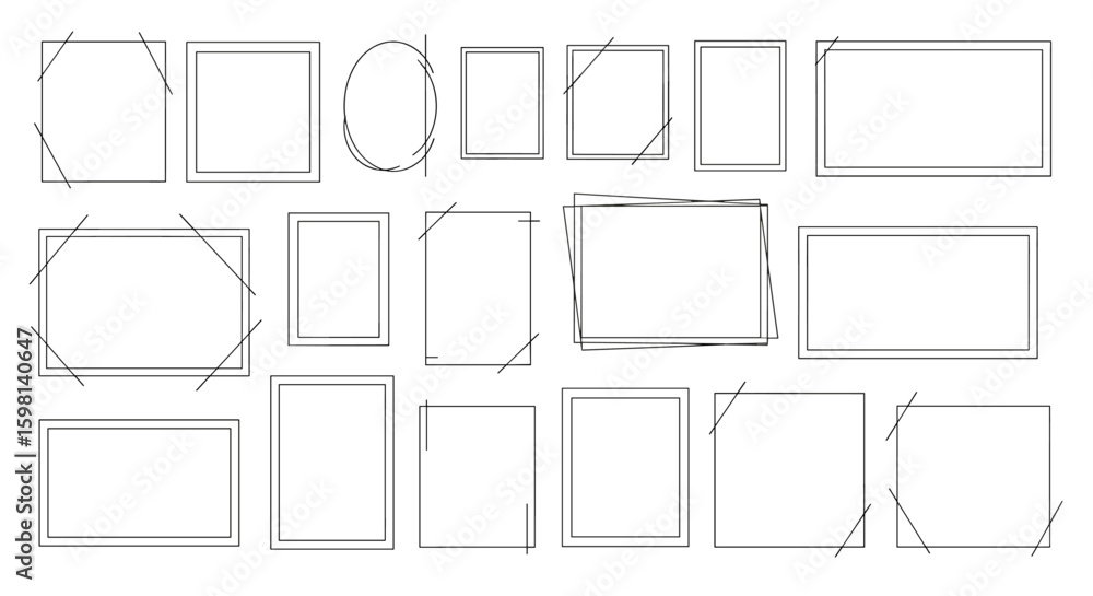 Aufkleber geometric frames set collection in minimalist linear design for modern