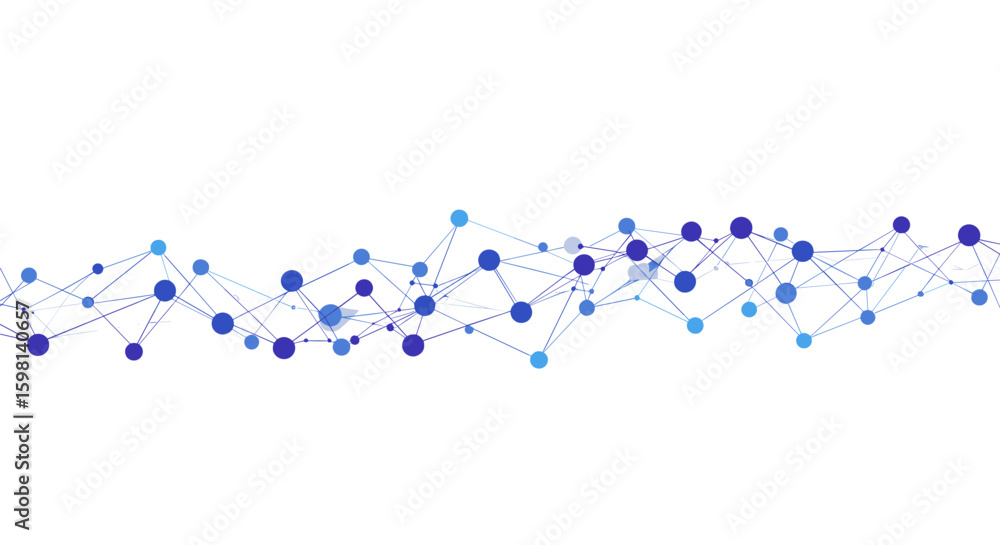 Poster abstract geometric network pattern with blue connecting dots and lines