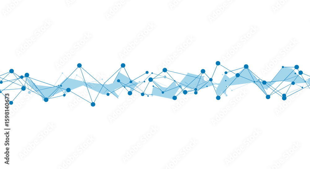 Poster abstract geometric network with blue connecting lines and dots on whit