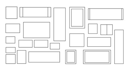 Geometric rectangles grid pattern in minimalist line art design