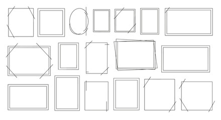 Geometric frames set collection in minimalist linear design for modern