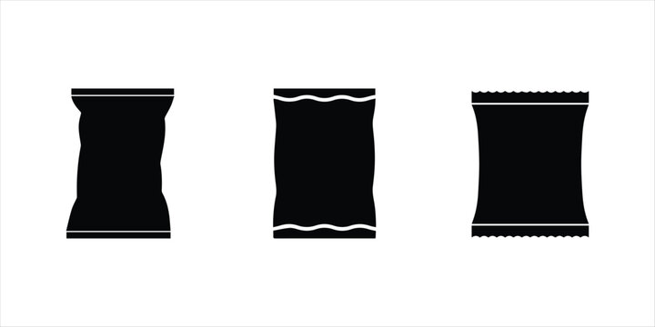 chips packet vector set hand drawn illustration on white background. chips packet silhouette vector icon.