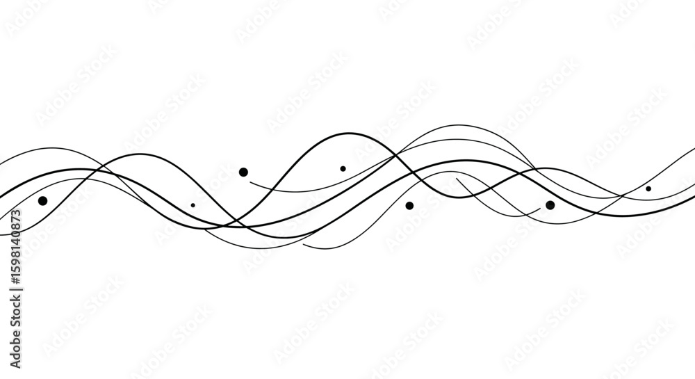 Poster elegant flowing line art with abstract wave patterns