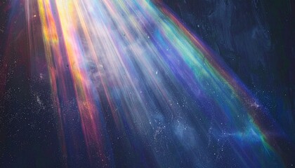 Blur colorful warm pink rainbow light leaks on black background. Glow Vintage prism, water caustic, surreal light