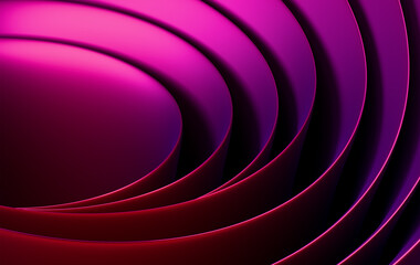 Flowing Concentric Circular Waves in Vibrant Pink Purple Color Spectrum with Luminous Edge Lighting and Black Contrast
