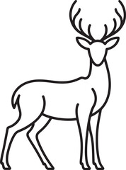 Obraz premium Stag Deer Outline Illustration on Transparent Background for Wildlife and Nature Designs