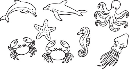 Sea Animals Vector Art Ocean Marine Life Aquatic Creatures Underwater Wildlife Nature