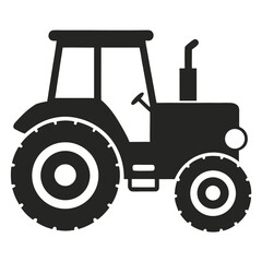 Obraz premium Silhouette Illustration of a Tractor with Cabin, Large Wheels, and Exhaust Pipe