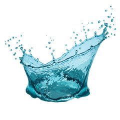 Isolated 3D Illustration of a Blue Water Splash