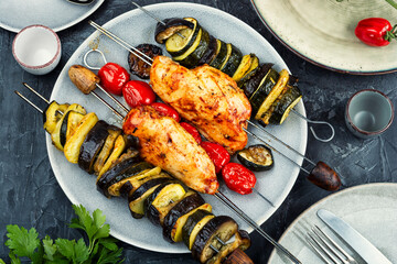 Grilled chicken skewers.