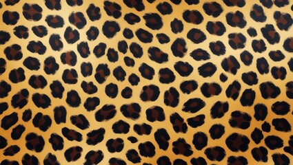 Leopard print pattern with distinctive black and brown spots on a tan background.