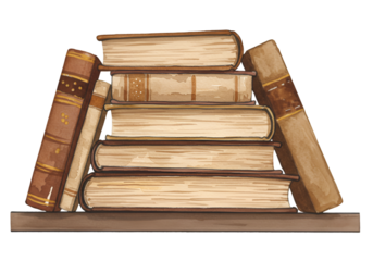 Books Stacked on a Shelf Illustration PNG, Education, Study, Vintage, Knowledge