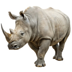 Fototapeta premium Majestic White Rhinoceros Standing isolated on a transparent background mammal animal