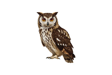 Detailed Brown Owl Vector Graphic Realistic Great Horned Owl Illustration