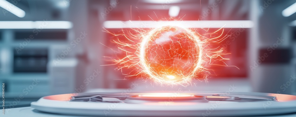 Aufkleber innovation lab creativity strategy concept. futuristic holographic sphere with intricate patterns in
