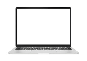 Isolated Modern Silver Laptop With Blank Screen