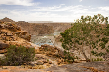 View from the view point, known as Ararat, in the Augrabies National Park, South Africa, looking out over the Orange River Gorge