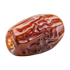 One single dried date fruit, a sweet and healthy natural snack. Isolated on transparent background, png