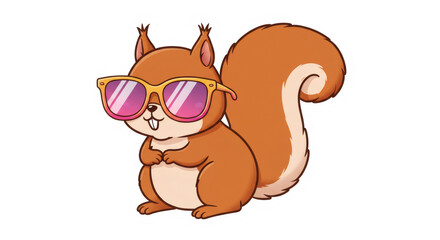 Fototapeta premium Cute Cartoon Squirrel Wearing Sunglasses