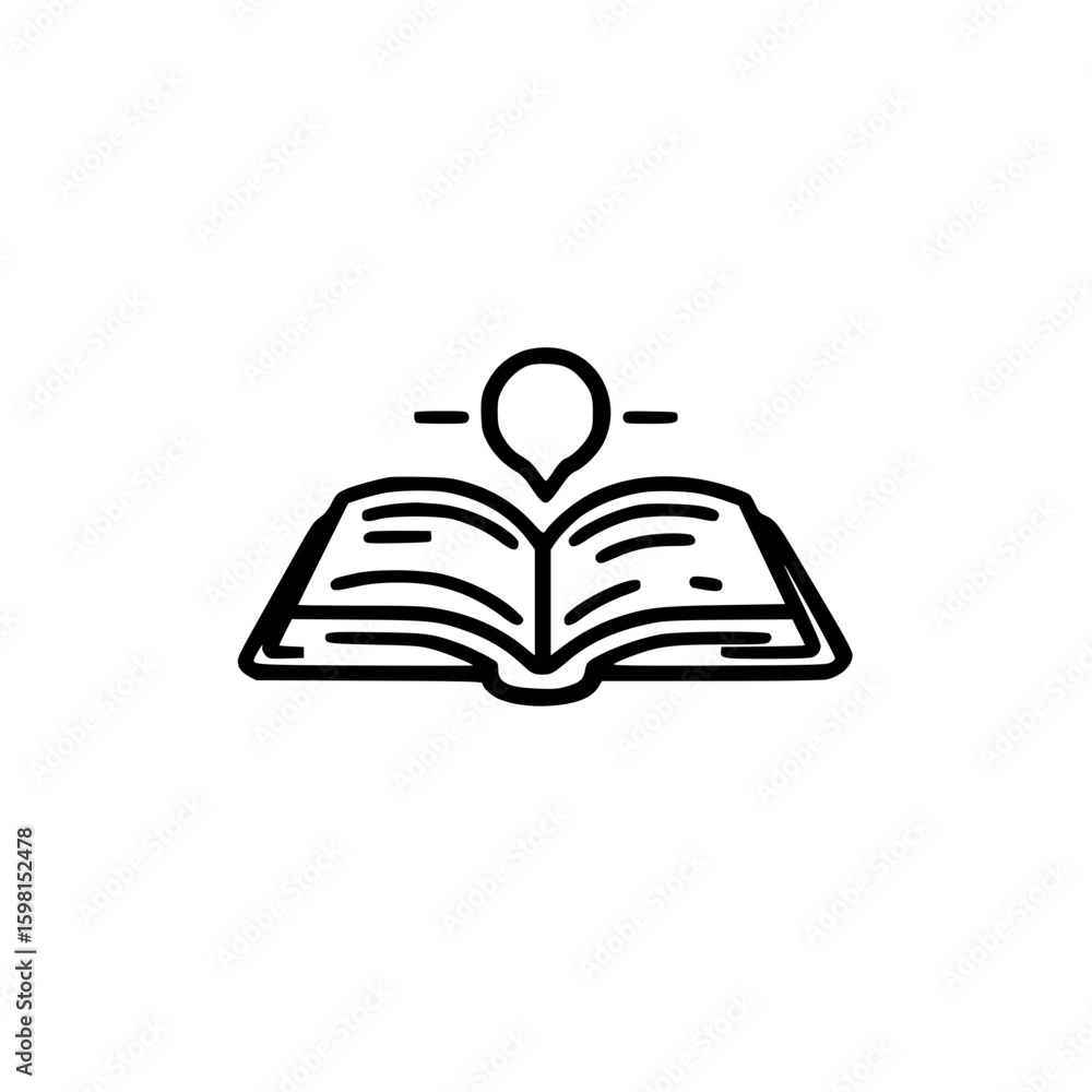 Aufkleber vector illustration of location marker combined with book icon for learning and reading areas
