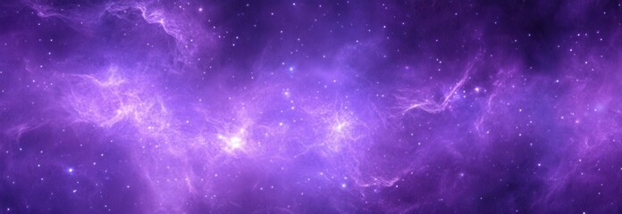 Enchanting purple cosmic nebula with twinkling stars, glowing gas clouds, and a deep - space backdrop, evoking fantasy and astronomical wonder.