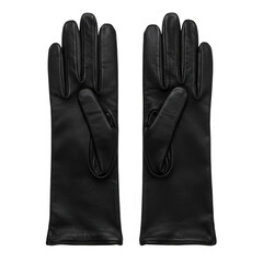 Isolated Photo Black Leather Gloves on Transparent Background