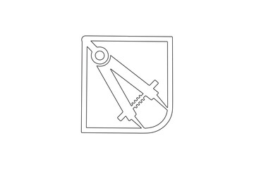 Math compass continuous one line drawing minimalist outline vector illustration
