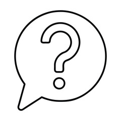A question mark in a speech vector on white background