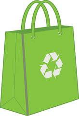 Green shopping bag with recycling symbol for eco friendly shopping
