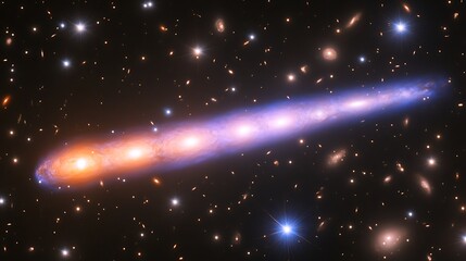 Distant galaxy with a long, luminous tail.