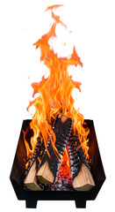 Isolated Bonfire Flames on Transparent Background