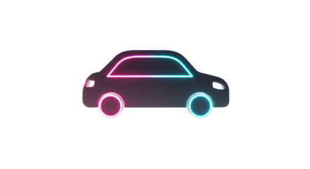 Obraz premium Pink and Blue Neon Car Silhouette on Dark Background