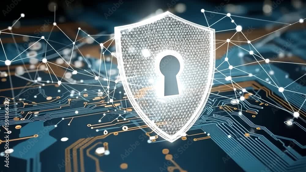 Poster digital security concepts illustrate the importance of cybersecurity and data protection in today’s 