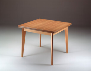 Still life of a wooden table, on a neutral background