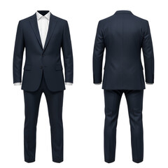 Isolated Classic Mens Suit Front And Back View