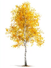 Obraz premium Isolated autumn birch tree