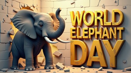 Celebrating world elephant day global awareness event animal conservation indoor setting close-up view wildlife protection
