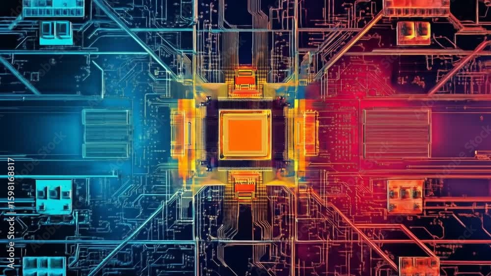 Poster artificial intelligence and modern technology in microchips and digital processors