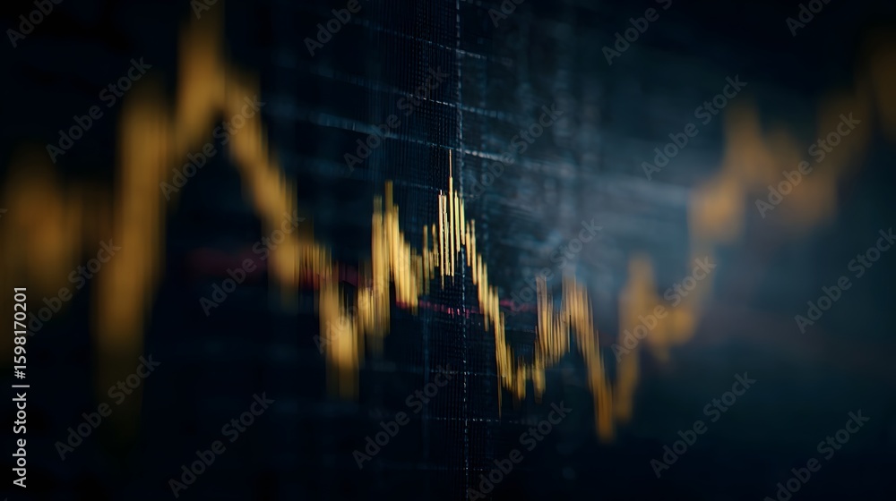 Poster detailed financial data and charts displayed on a large screen