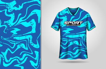 Sport jersey design with blue grunge liquify background
