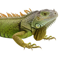 Obraz premium Isolated Green Iguana on Black Background