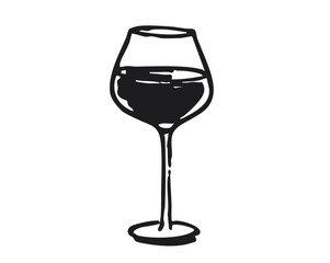 Hand drawn glass of wine illustration isolated on white background. Winemaking and wine tasting concept