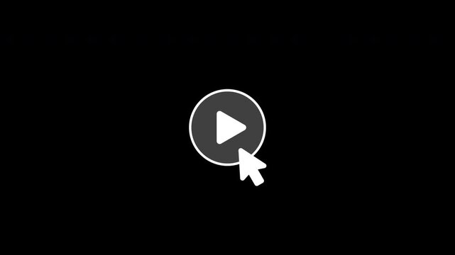 Cursor arrow clicking play and pause button motion graphic with alpha channel. Mouse pointer click media player icon animated on transparent background.